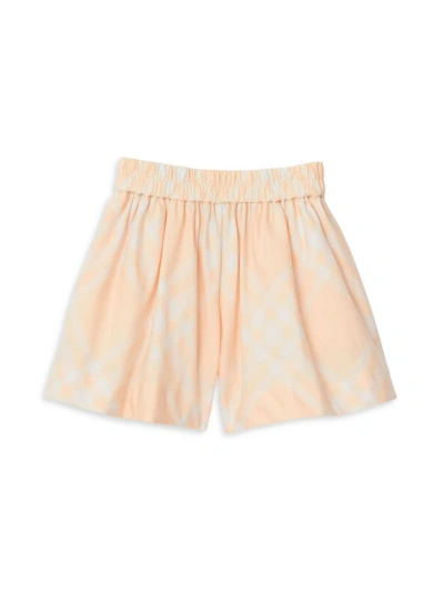 Burberry Kids'  Childrens Check Cotton Shorts In Pastel Peach