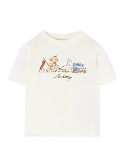 Burberry Kids Adventure Mini T-shirt For Kids In Bianco