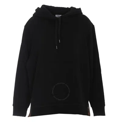 Burberry Back Check Panel Cotton Hoodie In Black