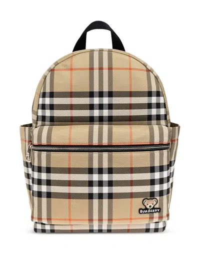 Burberry Kids' Backpack Chk "huey" In Brown