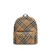 Burberry Check Pattern Backpack With Front Pocket In Brown