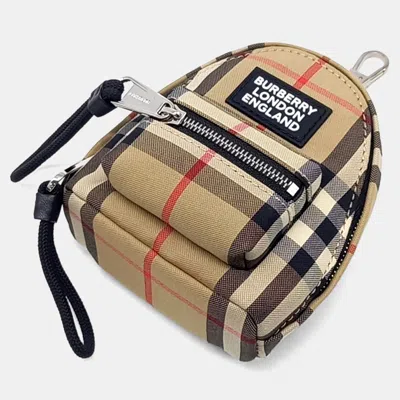 Pre-owned Burberry Backpack Pouch Key Ring And Bag Charm In Sand