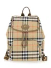 Burberry Womens Sand Horseshoe Check Woven Backpack In Brown