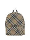 Burberry Check Pattern Backpack With Front Pocket In Sand