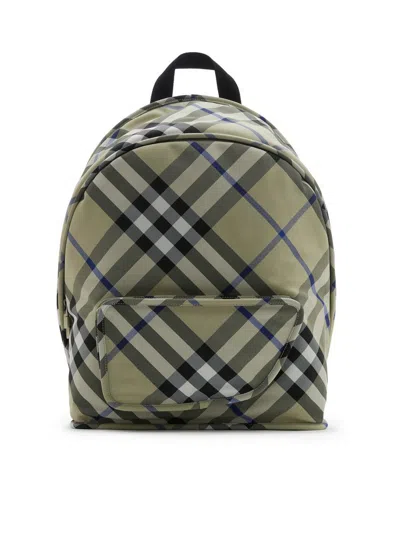 Burberry Check-print Backpack In Green