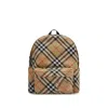 Burberry Check Pattern Backpack With Front Pocket In Gray
