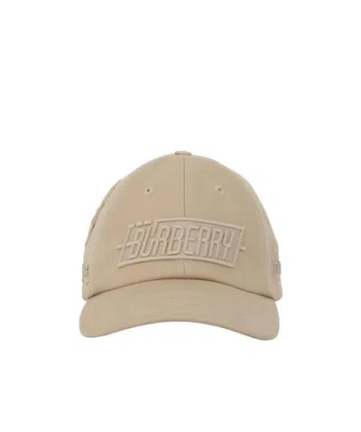Burberry Badge Appliqué Cotton Baseball Cap In Nude