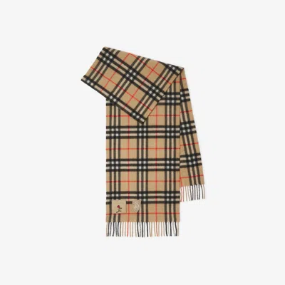 Burberry Badge Check Cashmere Scarf In Sand