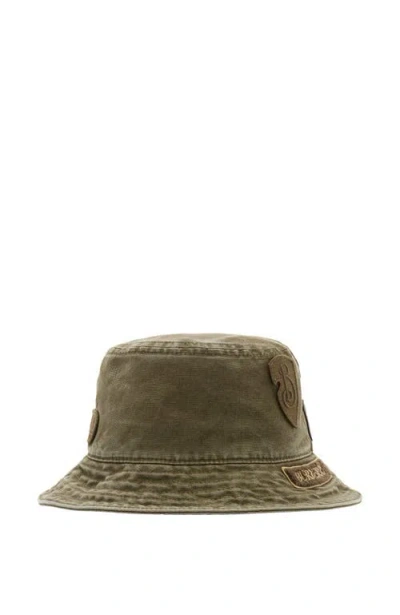 Burberry Badge Cotton Bucket Hat In Khaki
