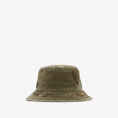 Burberry Badge Cotton Bucket Hat In Khaki