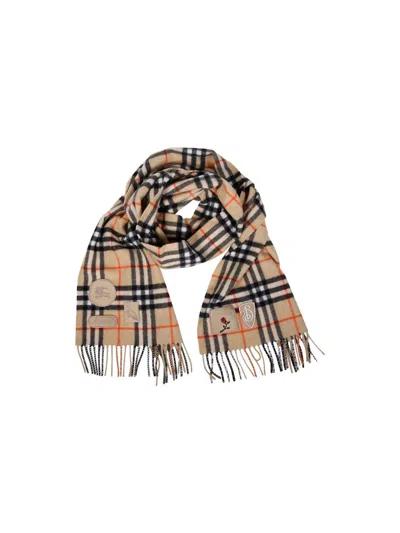 Burberry Badge Vintage Checked Fringed Scarf In Brown