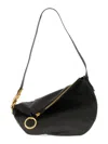 Burberry Woman Black Leather Knight Medium Shoulder Bag In Black