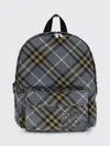 Burberry Check Blue Polyester Backpack In Multi