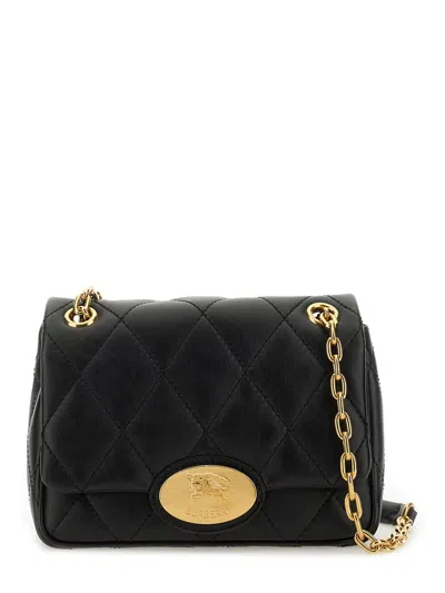Burberry Black Leather Small Strand Shoulder Bag In Orange