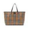 Burberry Large Check Pattern Canvas Shopping Bag In Multi