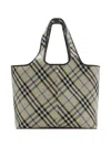 Burberry Check Pattern Tote Bag With Dual Handles