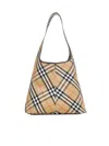 Burberry Embroidered Canvas Large Check Shopping Bag
