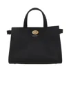 Burberry Mini Cotswold Grained Leather Top Handle Bag In Black