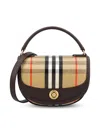 Burberry Womens Sand Mini Highlands Check Coated Cotton-blend Cross-body Bag In Multi