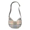 Burberry Curved Shoulder Bag With Classic Check Pattern And Gold-tone Hardware