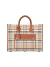 Burberry Check Pattern Shopper Tote Bag In Beige