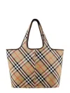 Burberry Medium Check Tote Bag In Beige