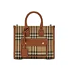 Burberry Freya Check Tote Bag In Beige