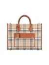 Burberry Printed Cotton Medium Freya Shopping Bag In Beige