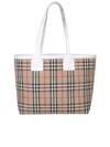 Burberry Vintage Check Pattern Tote Handbag For Women In Brown In Beige