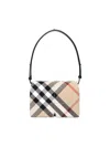 Burberry Multicolor Check Pattern Handbag With Adjustable Strap In Beige Vintage Check