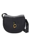 Burberry Croc-effect Leather Shoulder Bag In Black