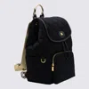 Burberry Womens Black Horseshoe Drawstring Woven Backpack