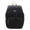 Burberry Womens Black Horseshoe Drawstring Woven Backpack