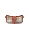Burberry Canvas Sling Shoulder Bag With Checkered Pattern In Brown