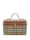 Burberry Coated Canvas Vanity Check Crossbody Bag With Check Motif In Brown