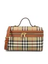 Burberry Women Beige Crossbody Bag With Adjutable And Removable Shoulder Strap And All-over Check Mo In Brown