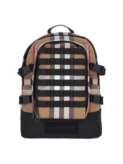 Burberry Rockford Checked Zipped Backpack In Brown
