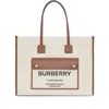 Burberry Women Two-tone Leather And Canvas Medium Freya Shopping In Brown