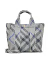 Burberry Check Knit Mini Tote Bag In Lichen