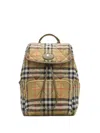 Burberry Womens Sand Horseshoe Check Woven Backpack In Neutral