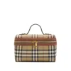Burberry Coated Canvas Vanity Check Crossbody Bag With Check Motif In Brown