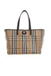 Burberry Womens Highlands Medium Cotton-blend Tote Bag Sand In Multi