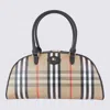 Burberry Highland Beige Handbag With Ekd Patch On The Front And All-over Check Motif In Cotton Blend Woman In Neutral