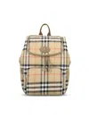 Burberry Womens Sand Horseshoe Check Woven Backpack In Neutral