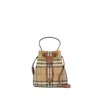 Burberry Drawstring Bucket Bag With Signature Plaid Pattern In Brown