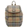 Burberry Womens Sand Horseshoe Check Woven Backpack In Brown