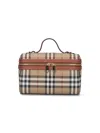 Burberry Check Clutch Bag Adjustable Strap Top Handle In Sand