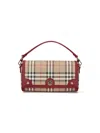 Burberry Check Leather Trim Crossbody Bag In Purple