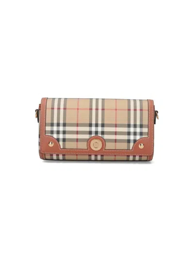 Burberry Checked Foldover-top Shoulder Bag In Nude