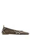 Burberry Knit Baby Nylon Blend Ballerinas With Knitted Traditional Check In Marrón